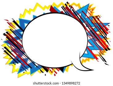 Vector illustrated retro comic book background with big blank speech bubble, pop art vintage style backdrop.