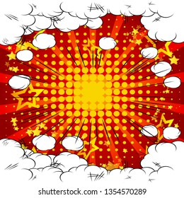 Vector illustrated retro comic book background. Pop art vintage style backdrop.