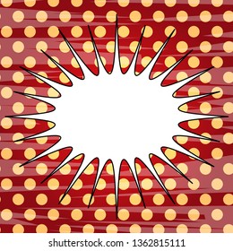 Vector illustrated retro comic book background with big blank explosion bubble, pop art vintage style backdrop.
