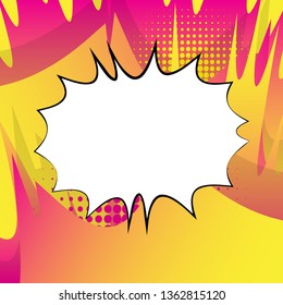 Vector illustrated retro comic book background with big blank explosion bubble, pop art vintage style backdrop.