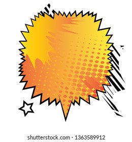 Vector illustrated retro comic book background with big colorful speech bubble, pop art vintage style backdrop.
