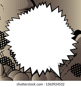 Vector illustrated retro comic book background with big blank speech bubble, pop art vintage style backdrop.