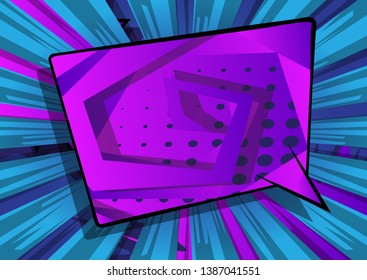 Vector illustrated retro comic book background with big colorful speech bubble, pop art vintage style backdrop.