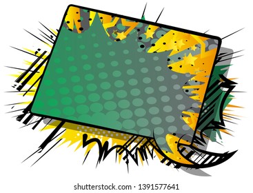 Vector illustrated retro comic book background with big colorful speech bubble isolated on white background, pop art vintage style backdrop.