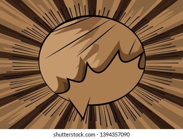 Vector illustrated retro comic book background with big colorful speech bubble, pop art vintage style backdrop.