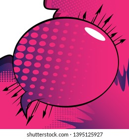 Vector illustrated retro comic book background with big colored speech bubble, pop art vintage style backdrop.