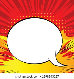 Vector illustrated retro comic book background with big blank speech bubble, pop art vintage style backdrop.