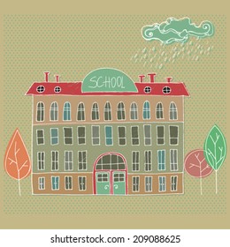 vector illustrated School building 