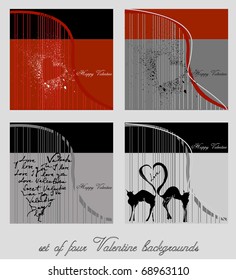 vector illustrated set of call cards for valentine