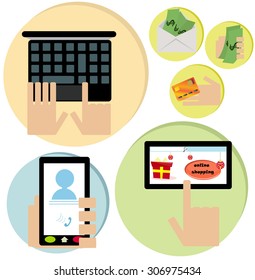 Vector illustrated set of online shopping icons.