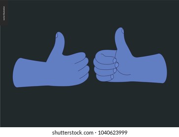 El vector ilustró el conjunto de manos dibujadas a mano con varios gestos