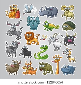 Vector illustrated set of various animals