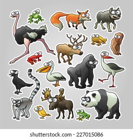 Vector illustrated set of various animals