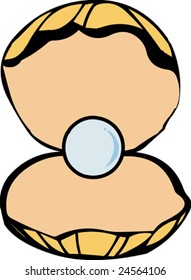 Vector illustrated shell with pearl in it