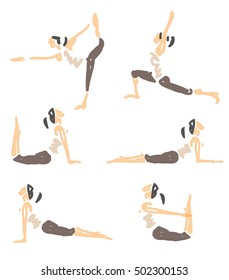 Vector Illustrated Sketched Yoga Asanas 