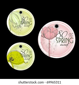 vector illustrated spring discount tags