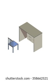 vector of illustrated table and chair