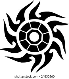 Vector illustrated tatto sun on white background