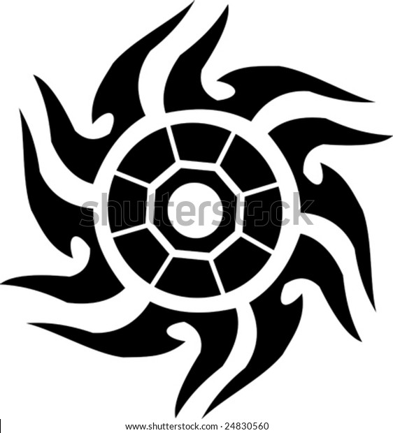 Vector Illustrated Tatto Sun On White Stock Vector (Royalty Free ...