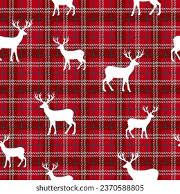 Vector illustrated traditional nordic pattern with deers. Seamless Christmas background