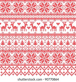 Vector illustrated traditional red nordic pattern