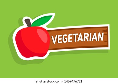 vector illustrated vegetarian sticker. label for vegetarian products