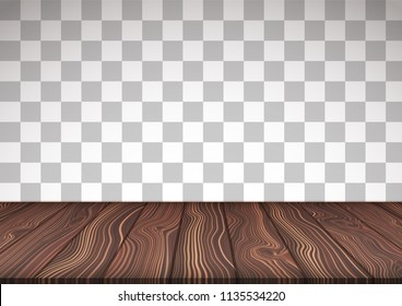 Vector illustrated wooden floor on transparent background. Surface made from natural wood boards.