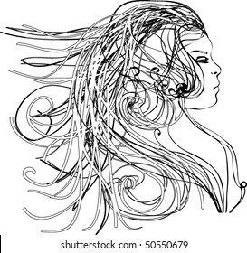 vector illustrated young girl
