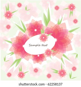 Vector illustratedpink flower background with place for your text