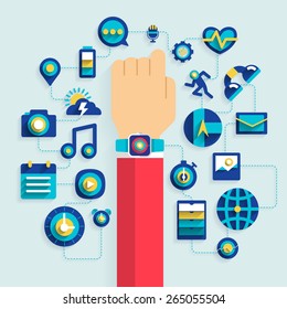 Vector illustrate.Flat design concept smart watch.