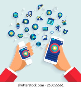 Vector illustrate.Flat design concept smart watch.