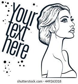vector illustraten portrait of a woman bride . copy space