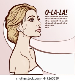 vector illustraten portrait of a woman bride . copy space