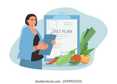 vector illustratiion in flat style. diet plan