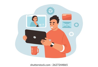 vector illustratiion in flat style. internet call