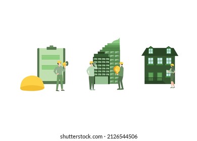 Vector Illustratin Of Construction Business Abstract Concept. Building Permit Regulations And Safety, Contractor Service, Construction Site, Engineering Project, Application Form Abstract Metaphor.