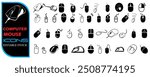 A vector illustrating of a mouse. On a white background, a group of computer mouse icons. Vector icon for a computer mouse