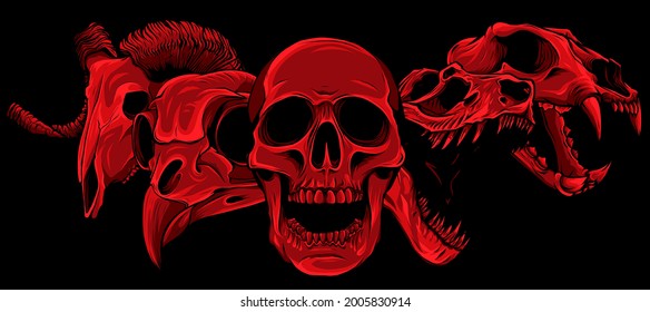 vector illustratio of animal skull art design