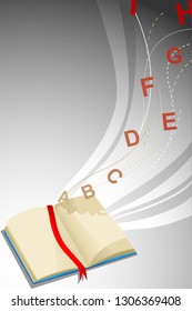 A vector illustratio of Book and Alphabet Letters
