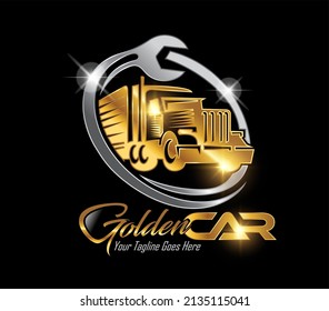 A vector illustratio of Golden Truck Repair Service Logo Sign