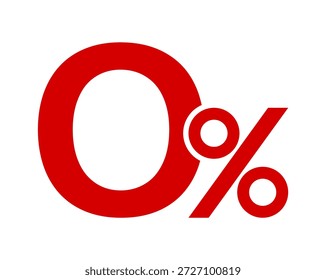 Ilustración vectorial de 0 por ciento rojo sobre un fondo blanco.