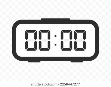 Vector illustration of 00 00 o'clock digital clock icon sign and symbol. colored icon for website design .Simple design on transparent background (PNG).