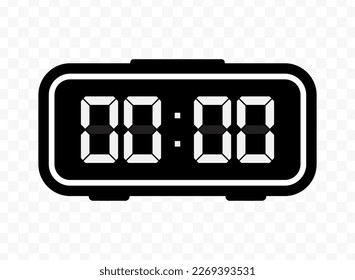 Vector illustration of 00 00 o'clock digital clock icon sign and symbol. Black icon for website design .Simple design on transparent background (PNG).