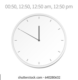 Vector illustration 00:50, 12:50, 12:50 am, 12:50 pm