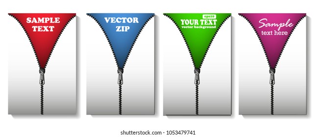 Vector illustration of 1 2 3 concept template zippered lock and unlock.Vector icon closed and open zipper, fastener. Zipper buttoned.