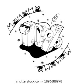 Ilustración vectorial con un 10%. Aislado sobre un fondo blanco. Ilustraciones de garabatos.
