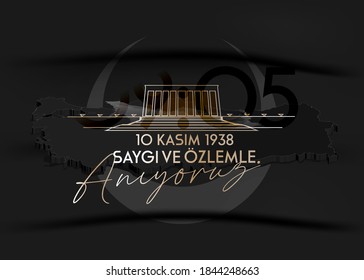 vector illustration. 10 kasim commemorative date November 10 death day Mustafa Kemal Ataturk , first president of Turkish Republic. translation Turkish. November 10, respect and remember.