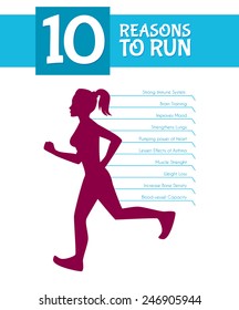 Vector Illustration Of 10 Top Reasons To Run