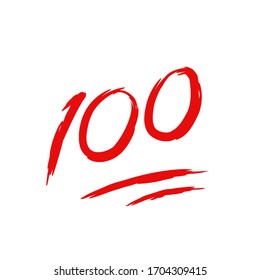 Vector illustration of 100 emoji in red color