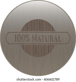 Vector Illustration of 100% Natural vintage wood emblem
